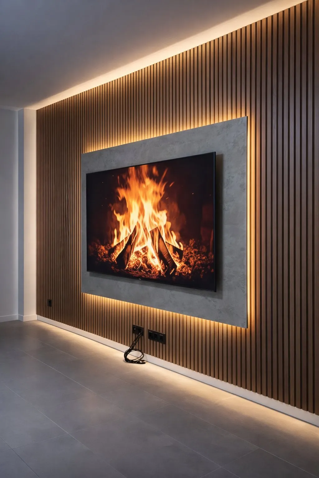 Panel de Madera con TV Empotrada