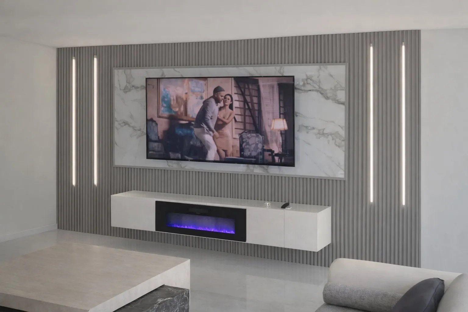 Panel Mármol con Fireplace — Proyecto Real